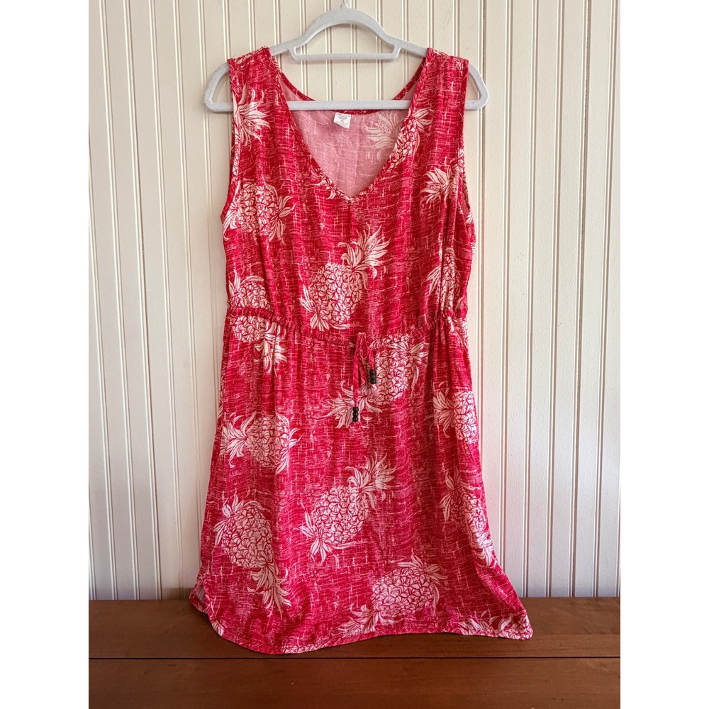 Palmwave Hawaii‎ Red Pineapple Print Rayon Sleeveless V-Neck Sundress XL
